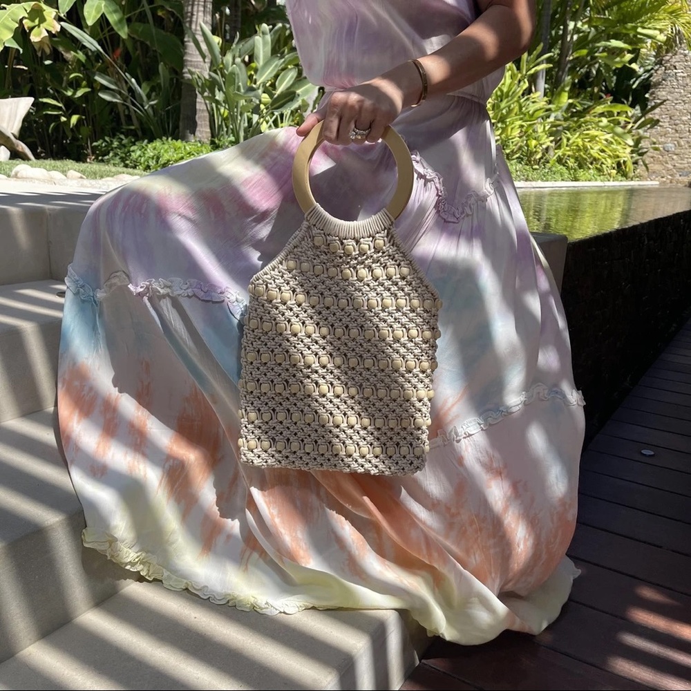 LAST2 • Cabo Ready Beaded Wooden Tote Handbag - Picture 13 of 14